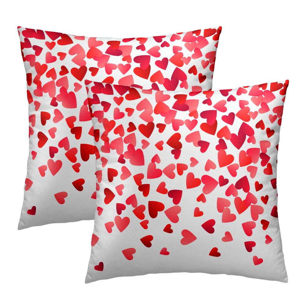 New Set of 2 Square 18 x 18" Valentine Heart Decorative Pillow Cases